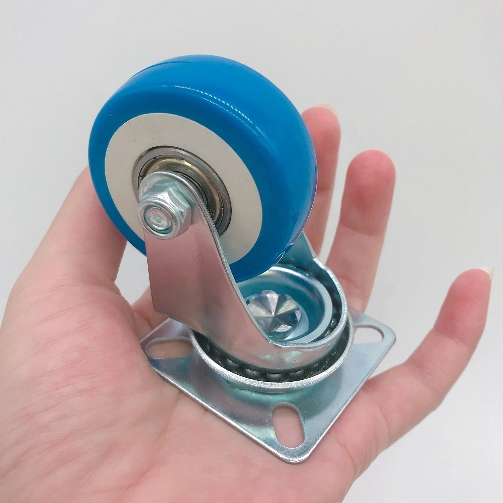 50mm 2 Blue Color Double Ball Bearing retractable Small Plastic PVC Wheel Castor 1