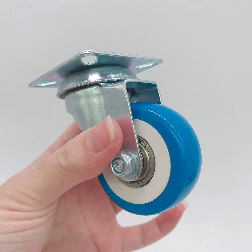 50mm Small Double Ball Bearing Blue Plastic Furniture Move Universal Caster Wheel 1