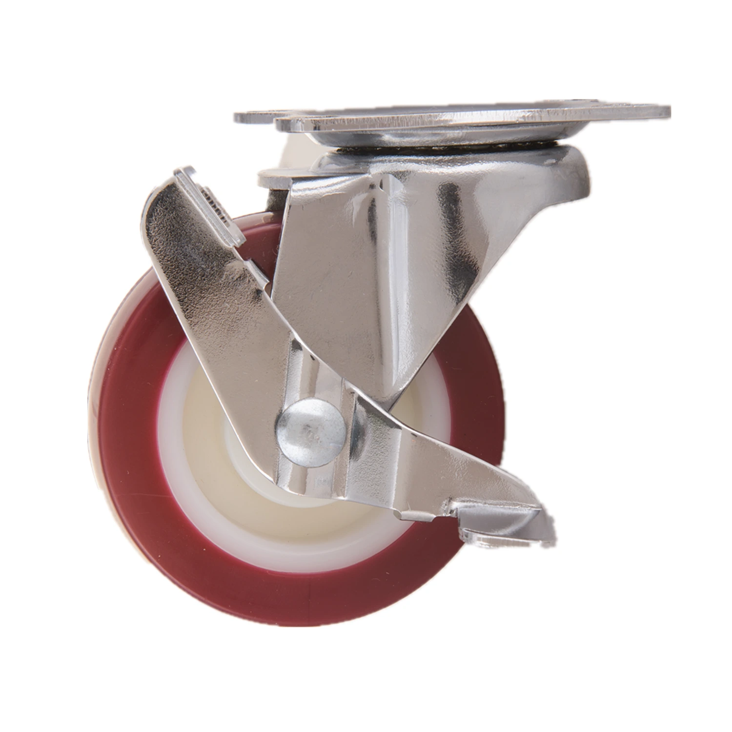 3 Top Plate Swivel Chrome Plated Plain Bearing PP Rim Furniture PU Polyurethane Double Ball Raceway Brake Locking Castor 1