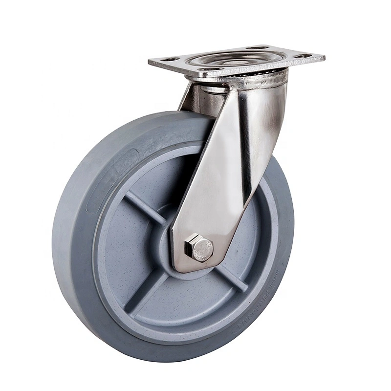 8 Inch Swivel Plate TPR Industrial Stainless Steel Caster 1