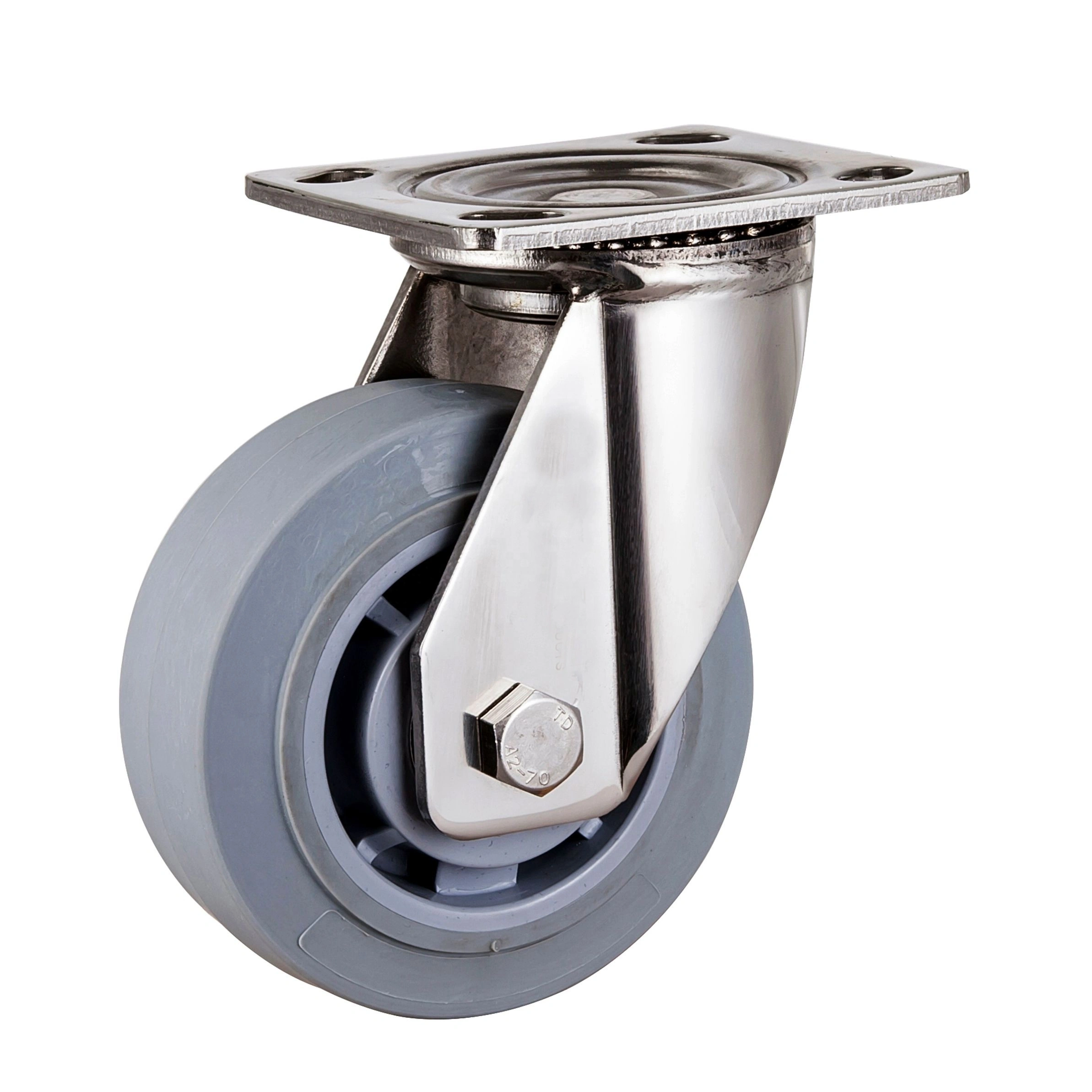 Heavy Duty 5 Inch 304 SUS Swivel Roller Wheels Plate Silent TPR Material Industrial Stainless Steel Commercial Table Castor 1