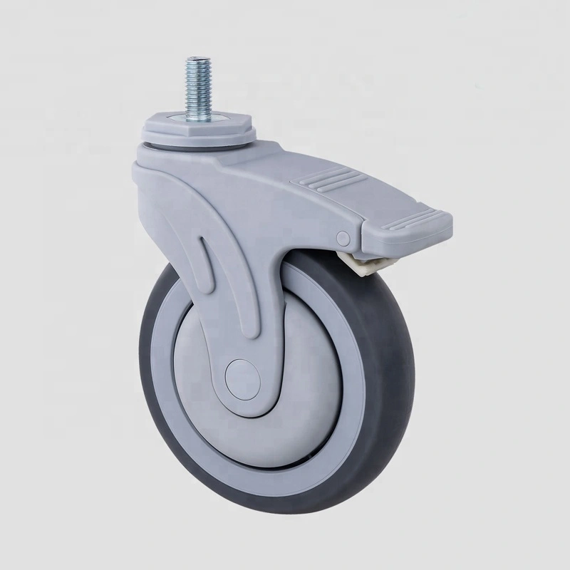 5 American Style Threaded Stem Water Proof Anti Rust Nylon Plastic Yoke Brake TPR Medical Hospital Equipment Caster Wheel 1