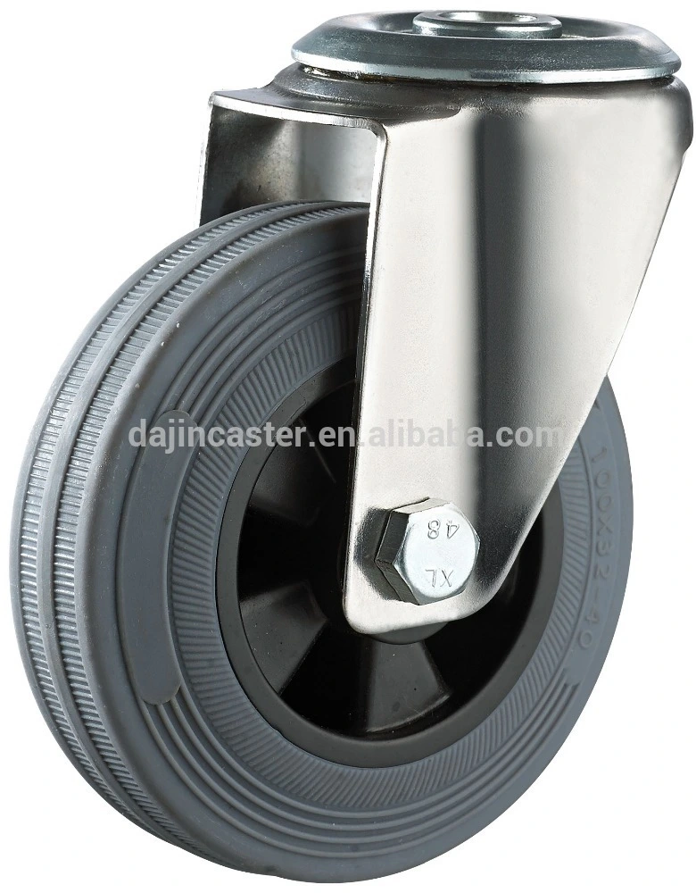 Bolt hole grey artificial rubber industrial caster wheel 1