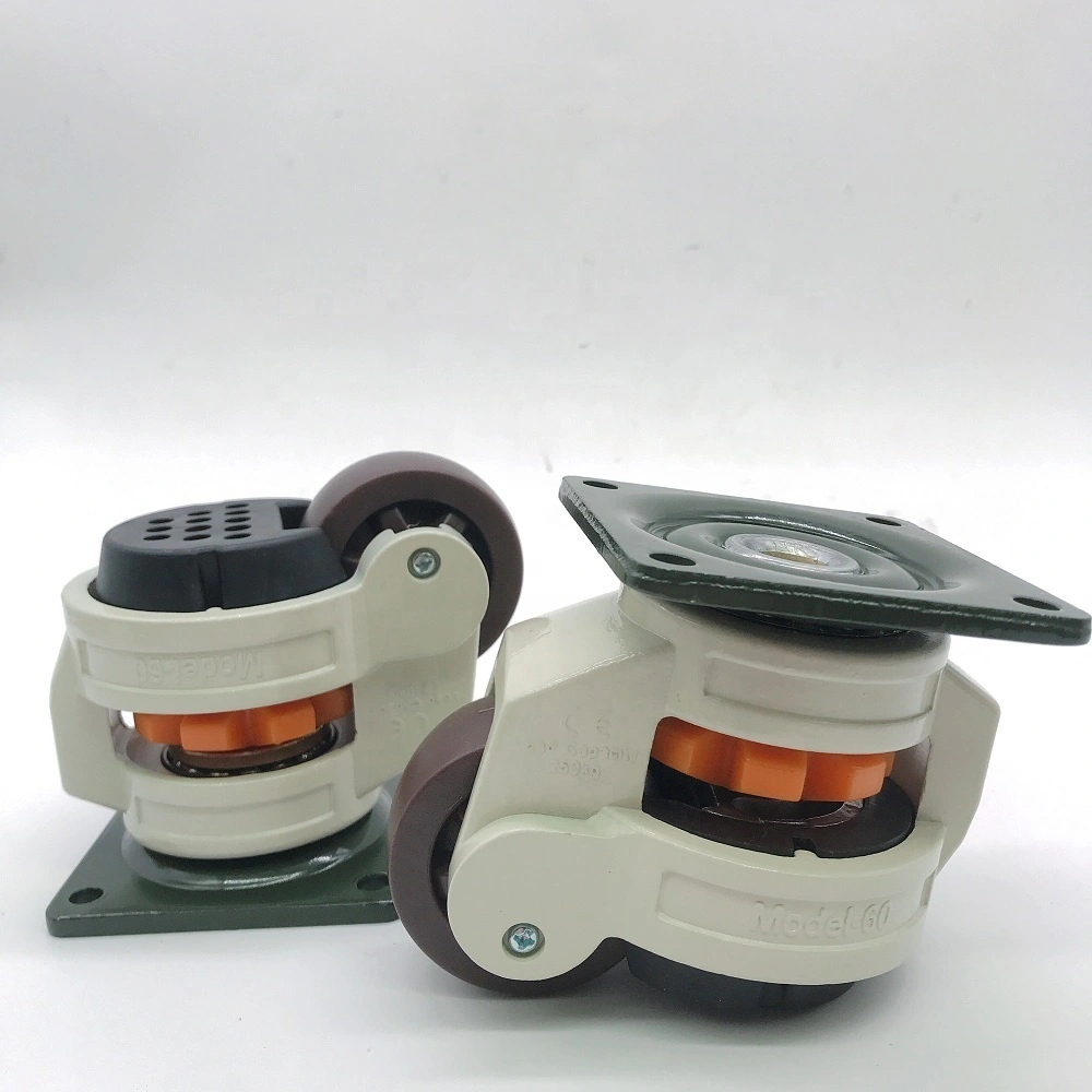 GD60F Aluminum Alloy High Strength Heavy Duty 250kgs Capacity Leveling Height Adjustable Nylon Caster Wheel 1