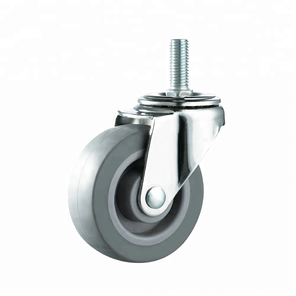 2 Inch Threaded Stem Plain Bearing Small TPR Furniture Caster Wheels 1