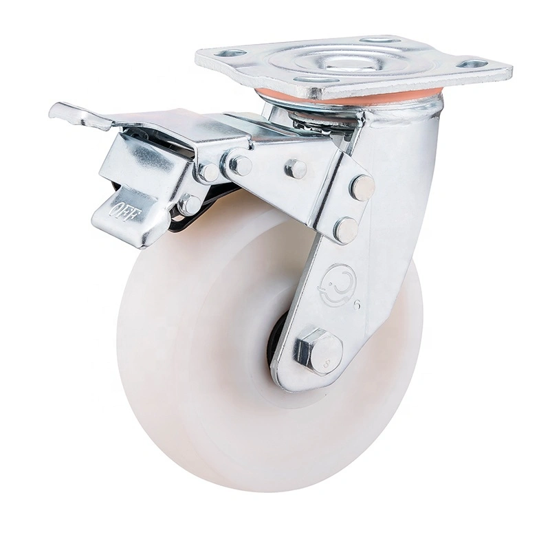 4 5 6 8Galvanized Heavy Duty Nylon Swivel Total Brake Caster 1