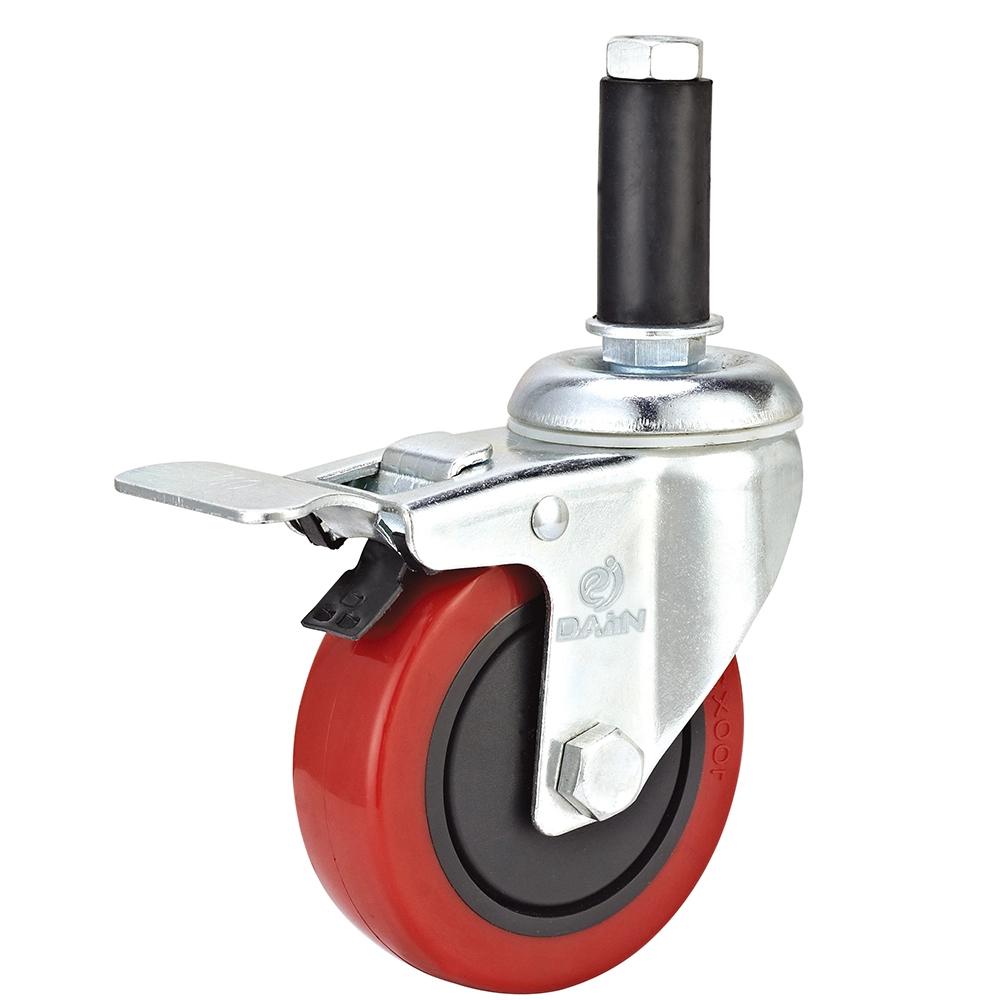 Retractable Adaptor Stem Caster with Total Brake for industrial 1