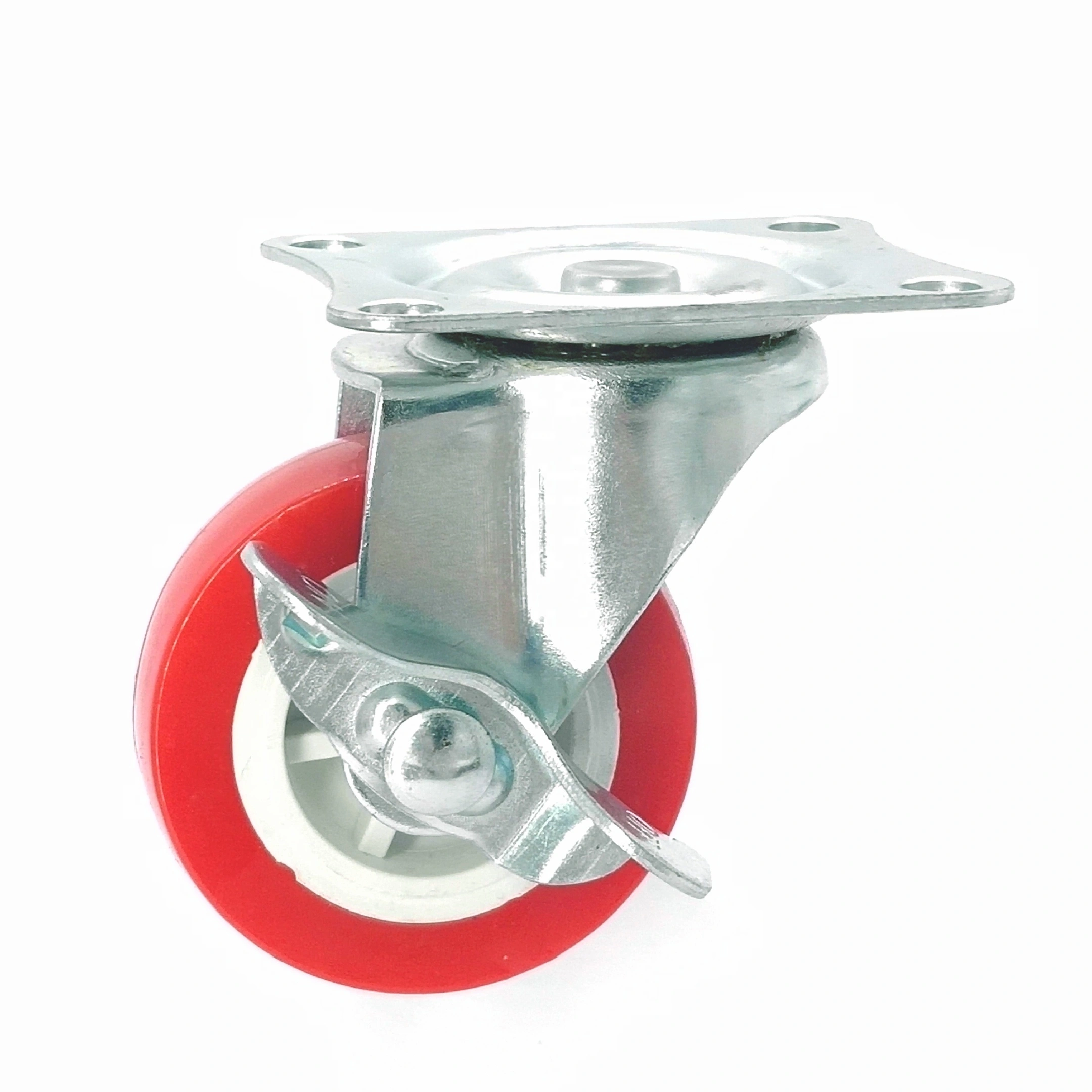 1.5 2 2.5 3 Inch Light Duty Zinc Plated Small Metal Side Brake Red Furniture Table Leg Mini Caster Wheels 1