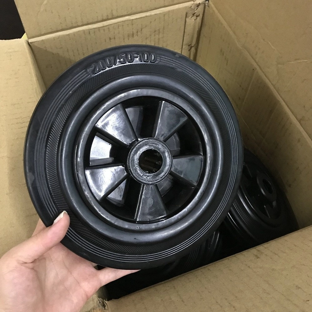 8 inch 200mm Black Rubber Gabage Can Trash Bin Wheel 1