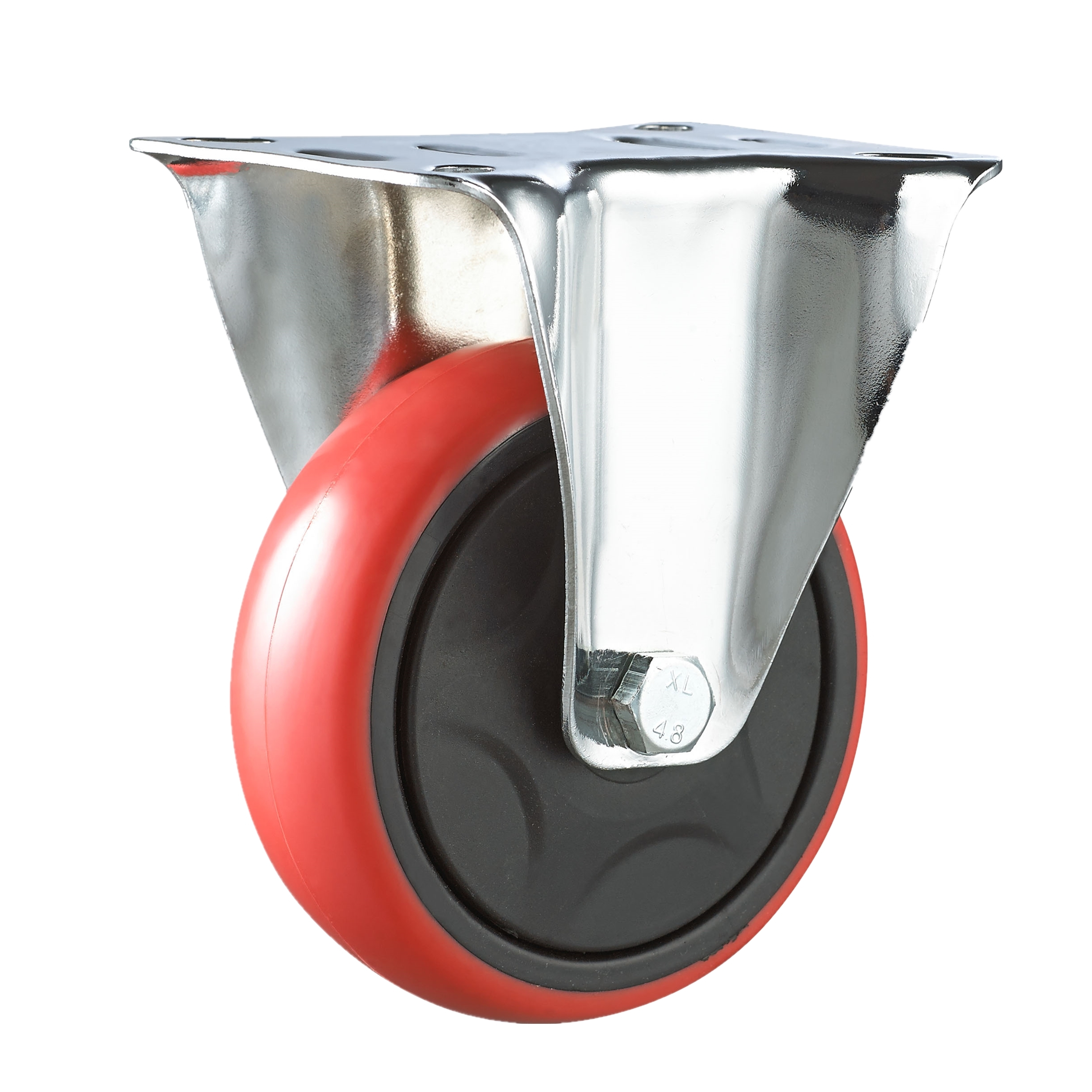 Economic Industrial European Mounting Size 100mm 4 Inch Fixed Rigid Polyurethane Red PU Caster 1