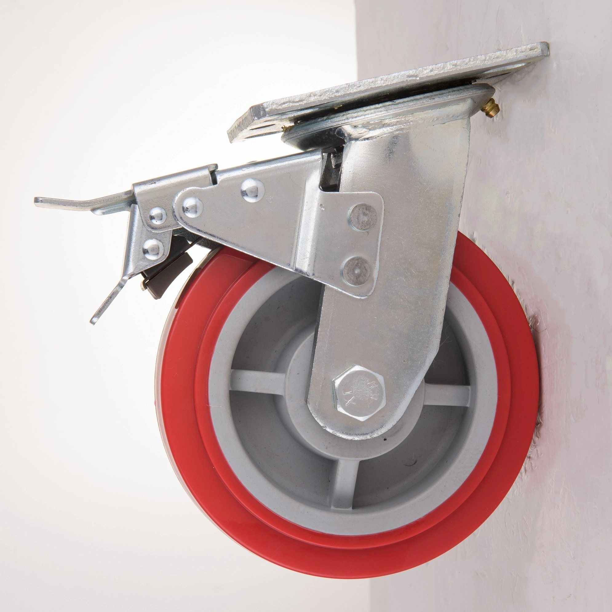 OEM 5 Factory Price PU Polyurethane Universal Galvanized Medium Heavy Duty Industrial Swivel With Brake Caster Wheel 1