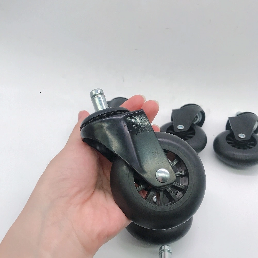 China Factory Black PP and Nylon 70mm Office Chair Furniture Plastic Small Locking Caster Wheel 1