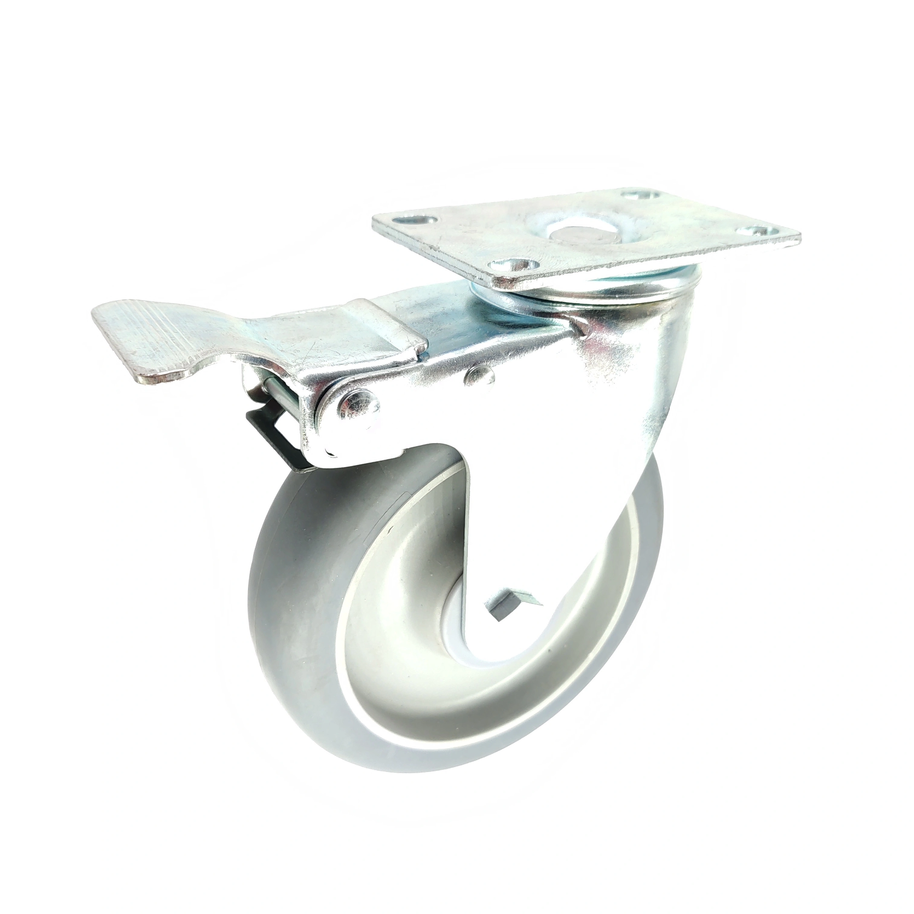 125mm 120kgs Load Capacity Double Ball Race Bearing Swivel Brake Lock Thermoplastic Rubber Hand Cart Wheels 1