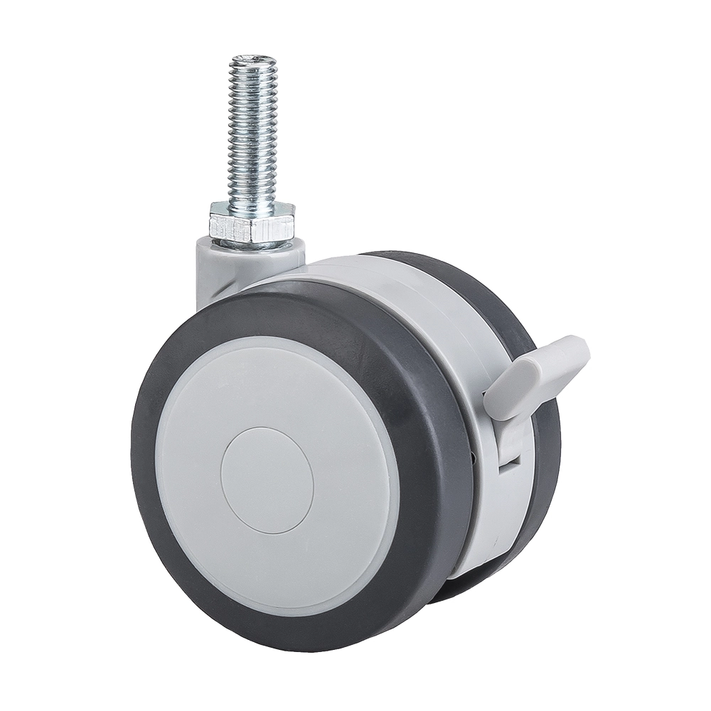 Rustic Threaded Stem 75mm TPR Medical Caster Wheel With Lock1 1