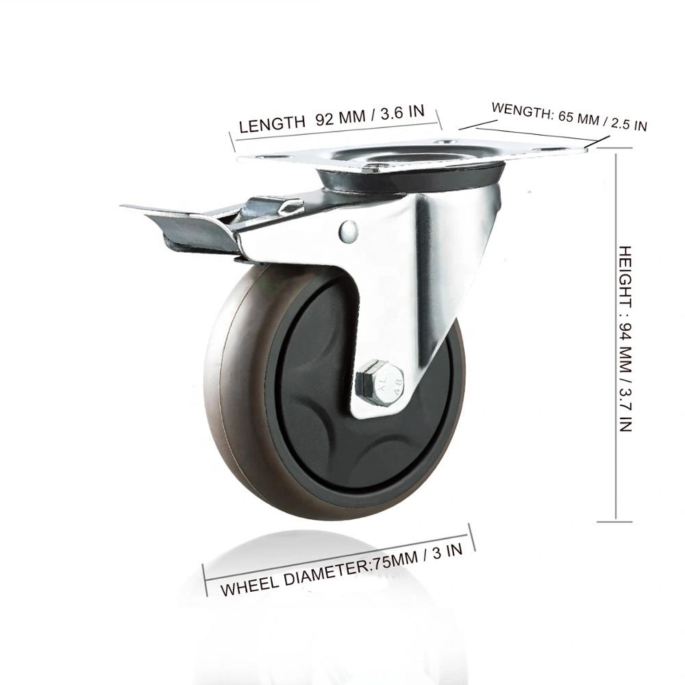 Industrial Roller Bearing Fixed Themoplastic Rubber Caster Wheel 1