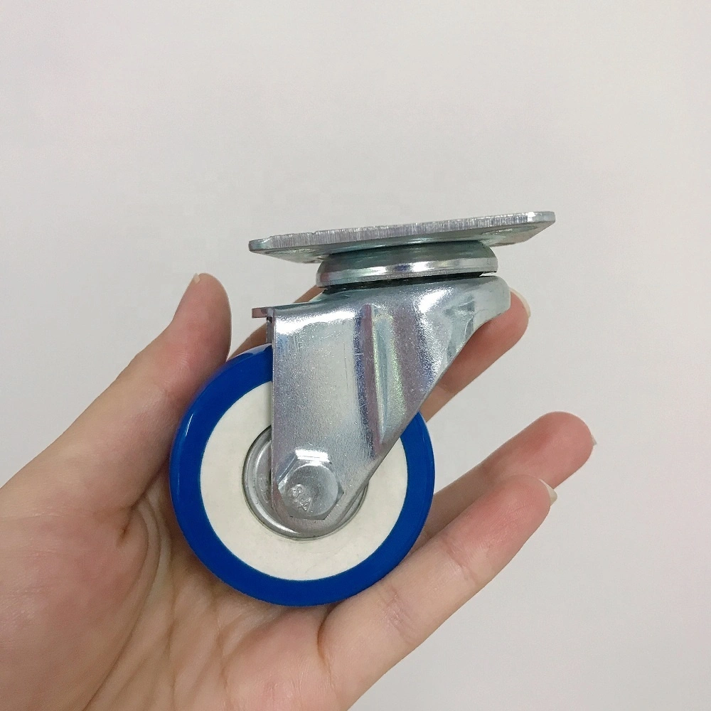 50mm 2 Inch Small Plastic Blue PVC PU Rolling Furniture Caster Wheel 1