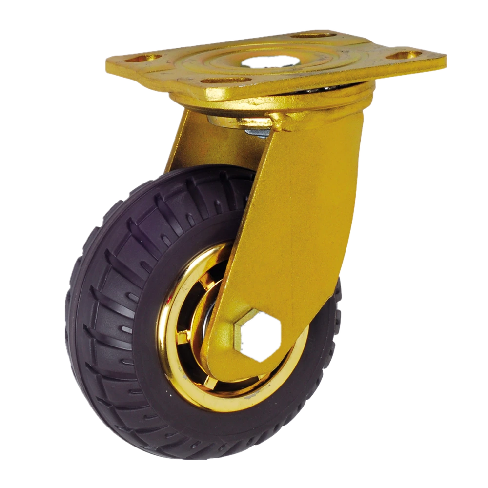 Zhongshan Factory Swivel Non Marking 6 High Class Hotel Luggage Trolley Brown Foam Rubber Wheel Caster 1