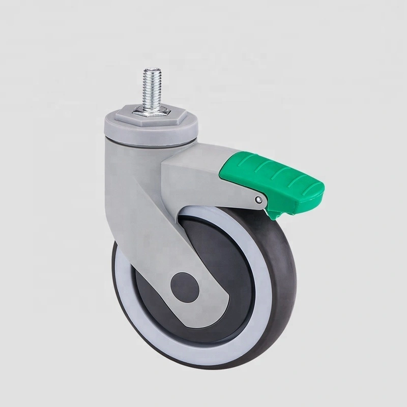 China 5 Inch M12 Screw Stem Ball Bearing TPR Medical Caster Wheel 1