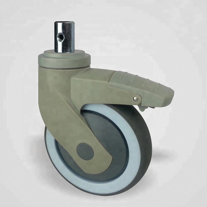 5 Quiet Rolling Non-marking Rubber Tread Hospital Cart Caster Wheel With Stopper 1