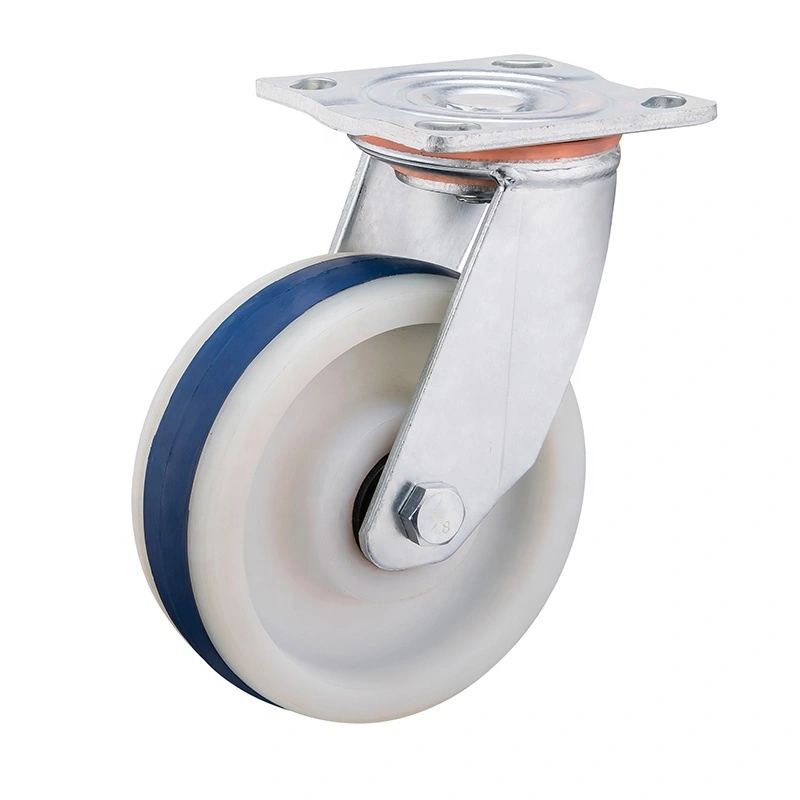 5 Inch Ball Bearings 350kg Heavy Duty Nylon And Elastic Rubber Mounting Plate Caster Wheel 1