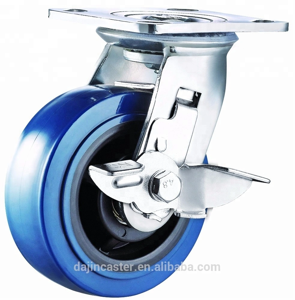 Heavy duty 5 inch PU Swivel Side breaking caster wheel 1
