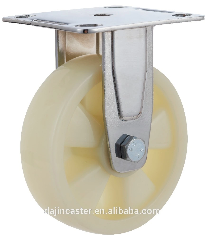 3/4/5/6 Rigid US Style White Nylon Heavy Duty Trolleys Wheels 1