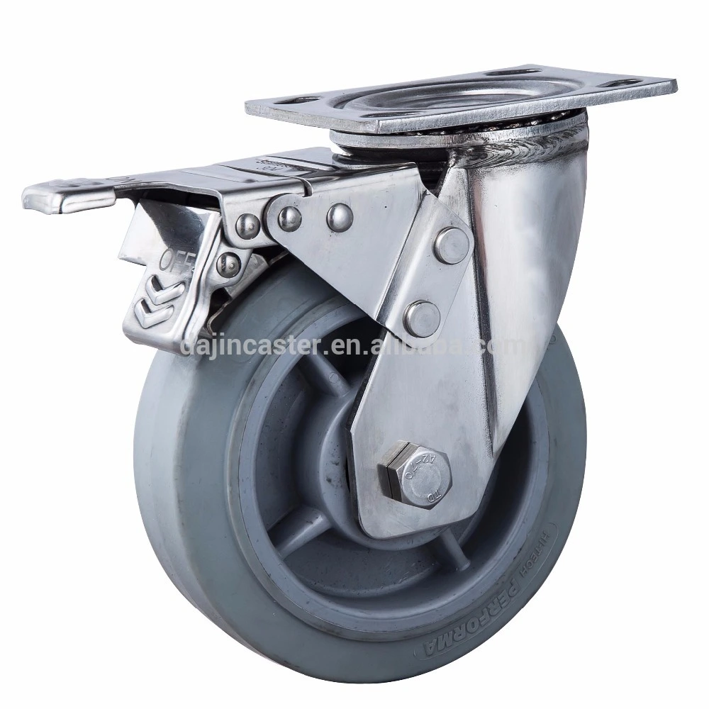 304 Stainless Steel Swivel TPR Heavy Duty Caster Wheels 1