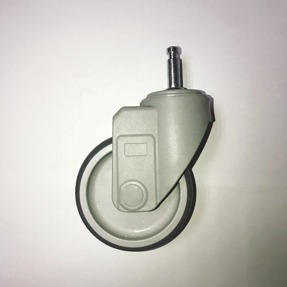 75mm 100mm 125mm Solid Stem Plastic Yoke High Streghth Polyurethane PU Caster Wheel for Medical Equipment 1
