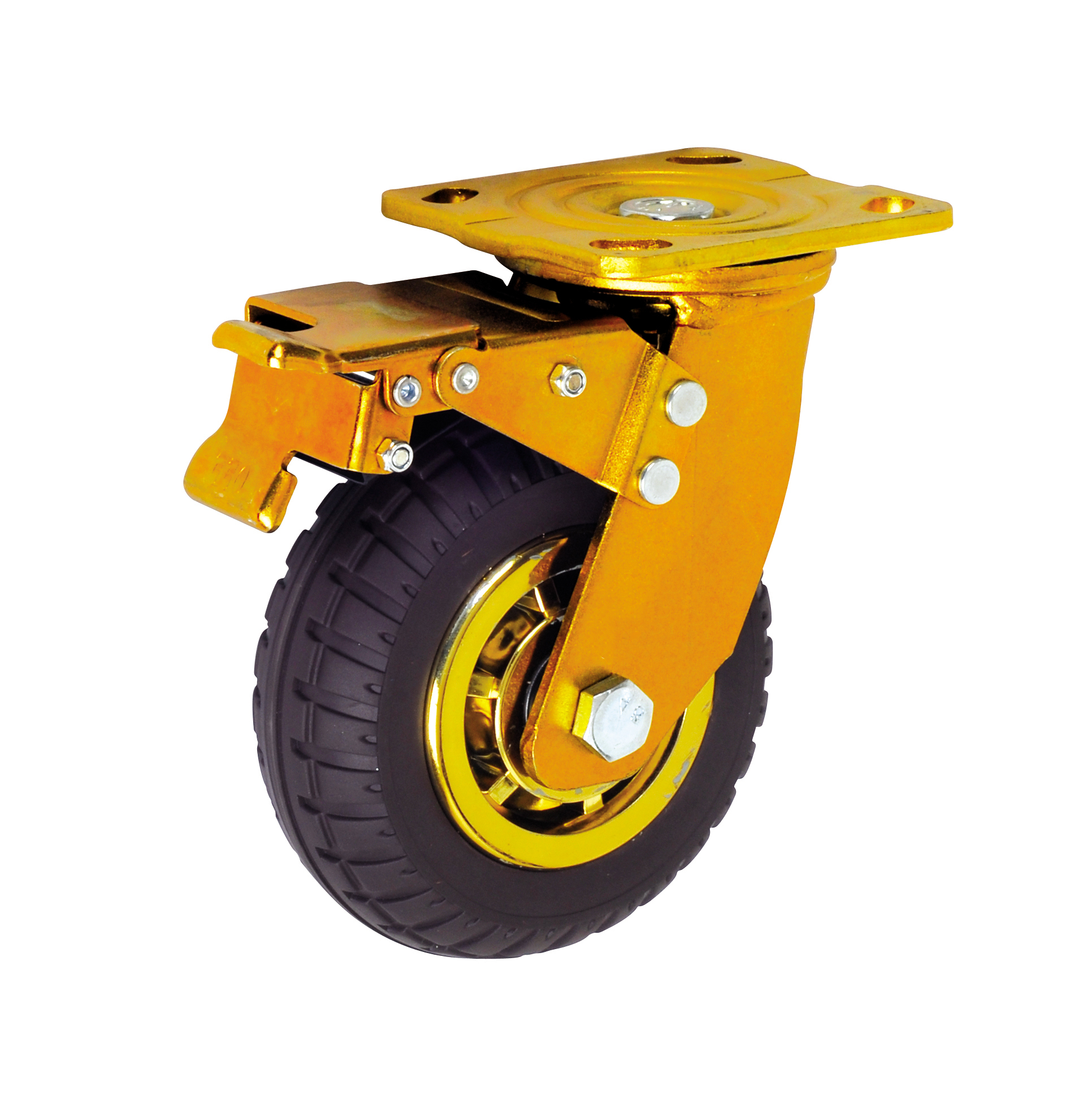 China Factory Wholesale Swivel 150mm Brake And Lock Hotel Luggage Trolley Foam Rubber Caster Wheels 1