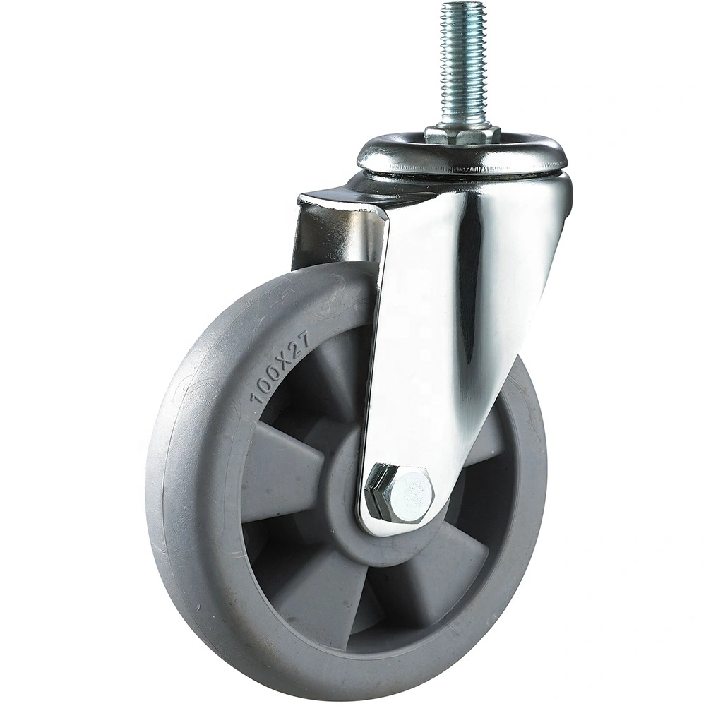 75mm 100mm 125mm Screw Thread Stem Swivel Grey PP Wheel DurableCaster Wheels For Material Handling Equipments 1