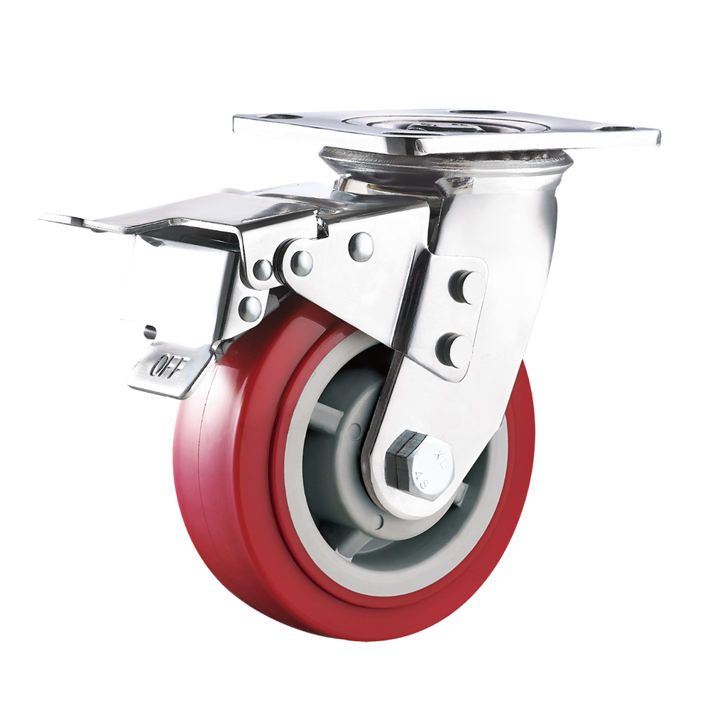 Patent braking heavy duty swivel PU caster wheels with brakes 1