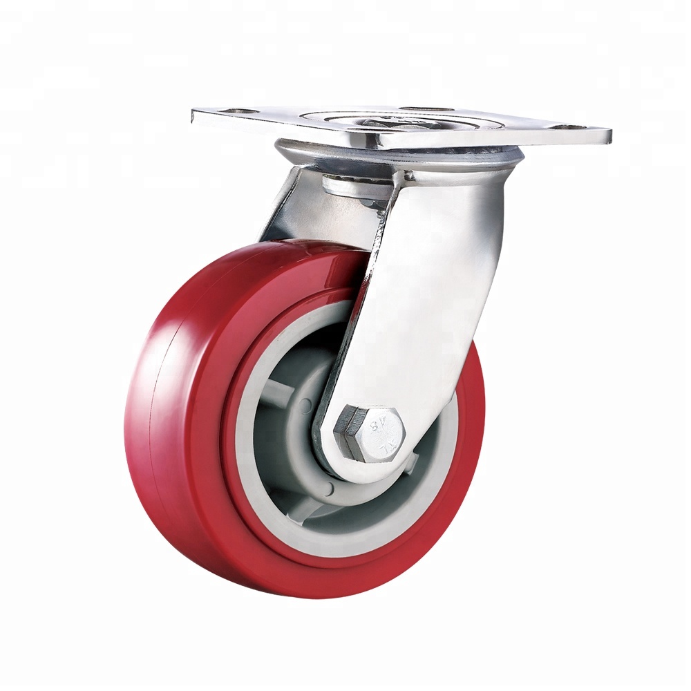 Patent braking heavy duty swivel PU caster wheels with brakes 4
