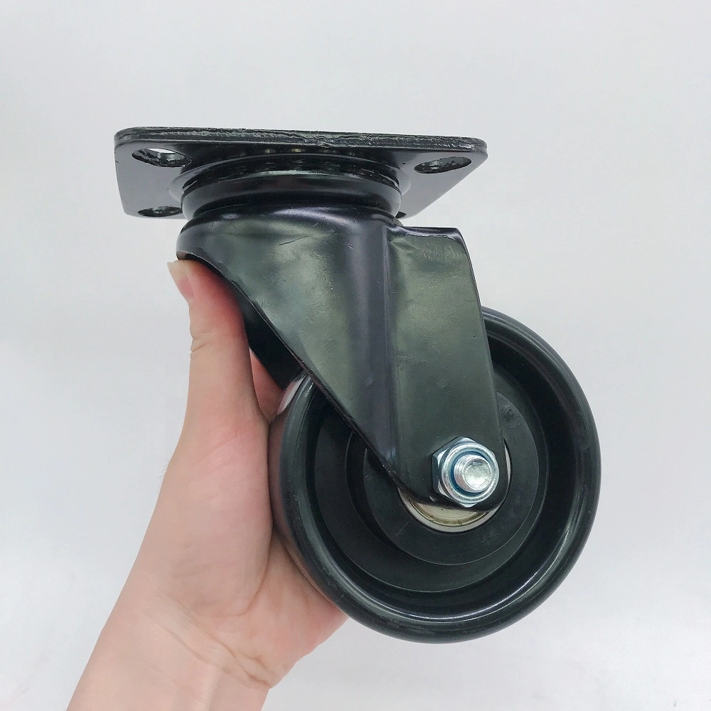 Made in China 4 inch 100mm x 35mm Black Color Double Ball Bearing Nylon Castor Wheel 1