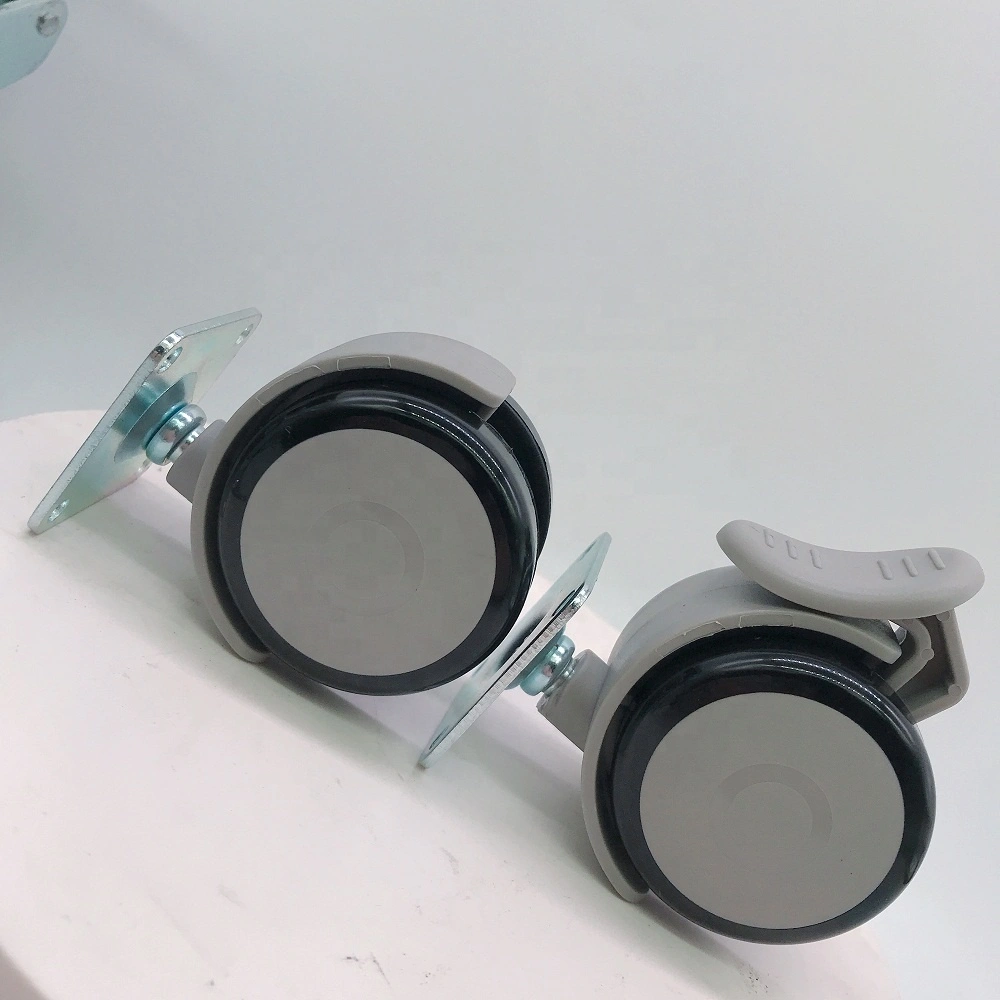 Small 2 Inch 50mm Noiseless Nylon Core TPU Medical Equipment Twin Caster Wheel 1
