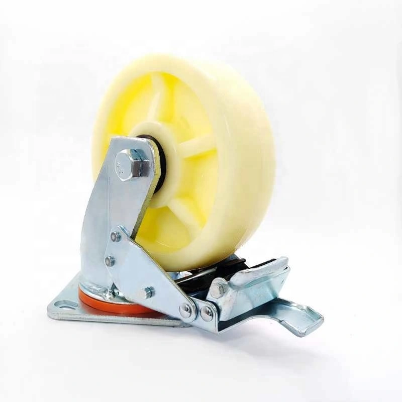 6 Inch Rotatable Retractable Industrial Heavy Duty High Loading Trolley Full Injection PP Polypropylene Caster Wheel 1