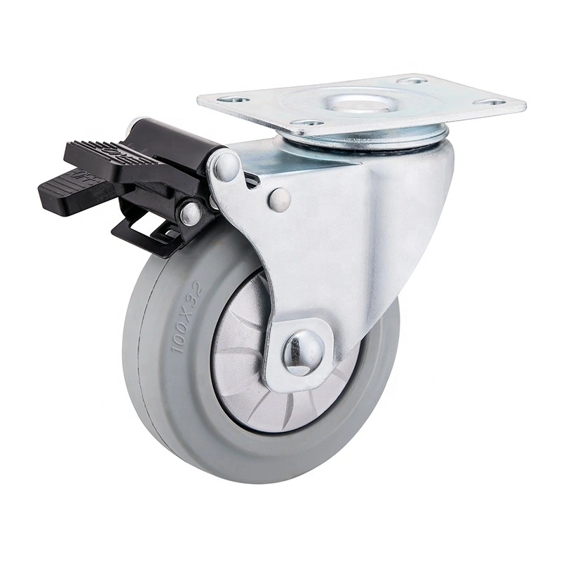 3 4 5 Heavy Duty Swivel Plastic Galvanized Dual Locking Industrial Natural Rubber Trolley Metal Caster Wheels 1
