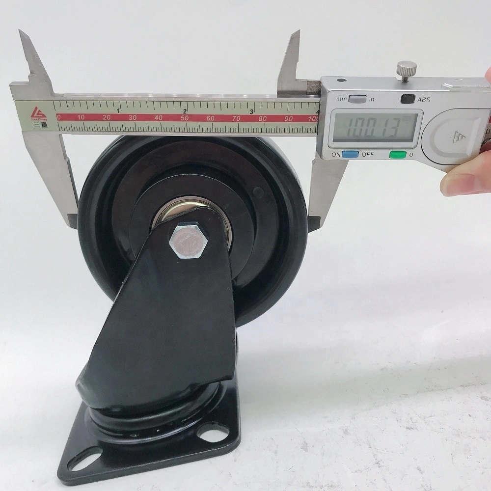 China Manufacturer 100mm * 35mm Double Ball Bearing Black Nylon Caster Universal Heavy Duty Hand Trolley Wheel 1