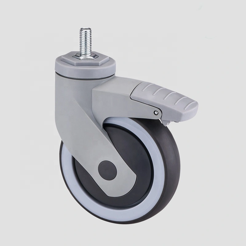 5 inch Threaded Stem Swivel Hospital Bed TPR Medical Roller Ball Caster 1
