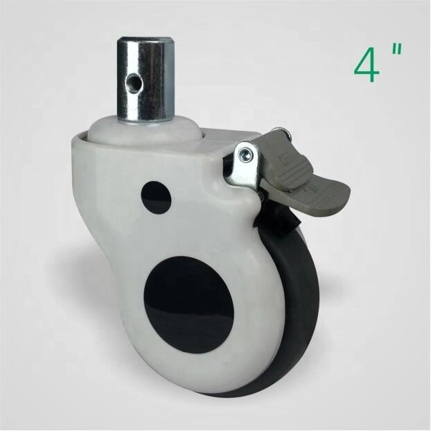 3'' 4 5 Hospital Medical Bed Solid Round Stem Swivel Total Brake Elastic Thermoplastic Rubber Caster Wheel 1