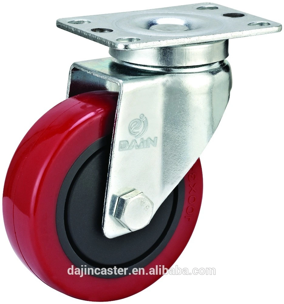 3/4/5 inch medium duty PU plate caster wheels for carts 1