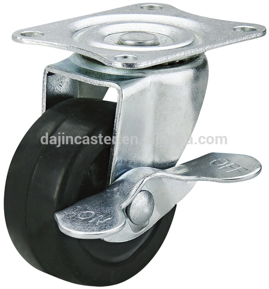 32mm Cheap Furniture Swivel with Brake Small Rubber Caster wheels 1