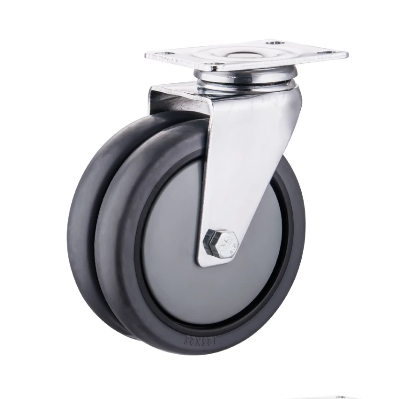 3 4 5 Double Wheels Swivel TPR Caster 1
