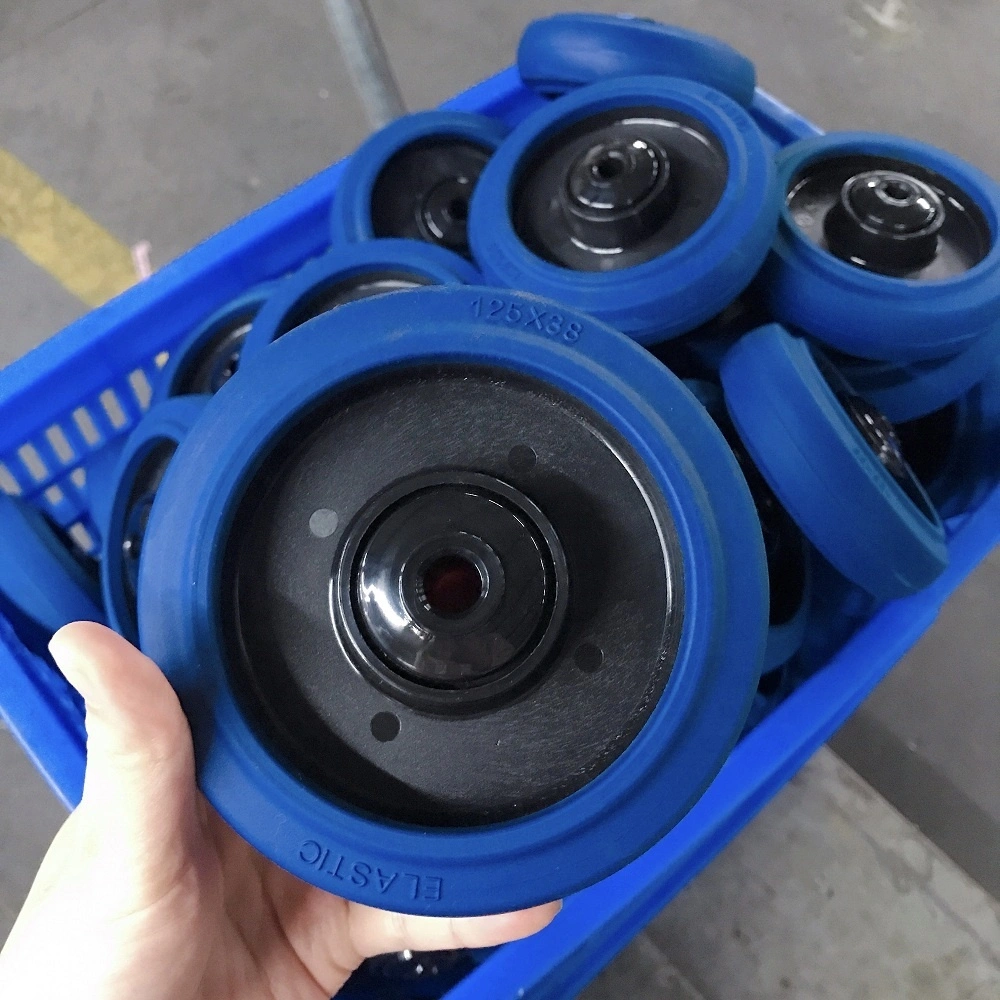 100mm 125mm European style China Wheel PA Core Blue High Elastic Pure Natural Rubber Wheel Only 1