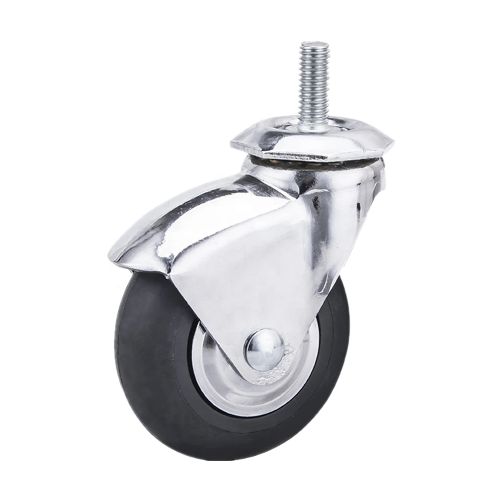 75mm Medical Stand Equipment Threaded Stem 80 Shore A Sofe Round Tread Thermoplastic Rubber Furniture Caster Wheel 1