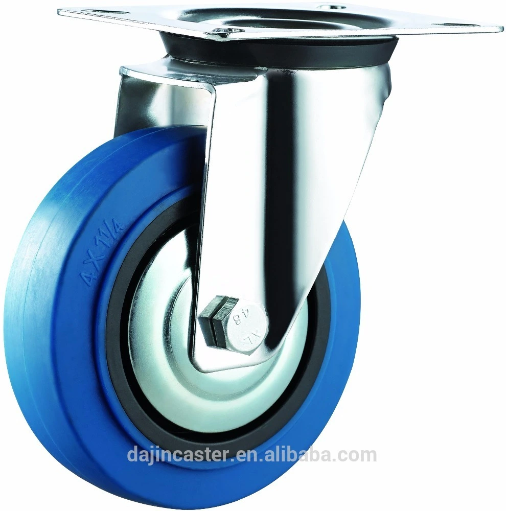125mm 5 inch Top Plated Elastic Rubber Industrial Caster 1