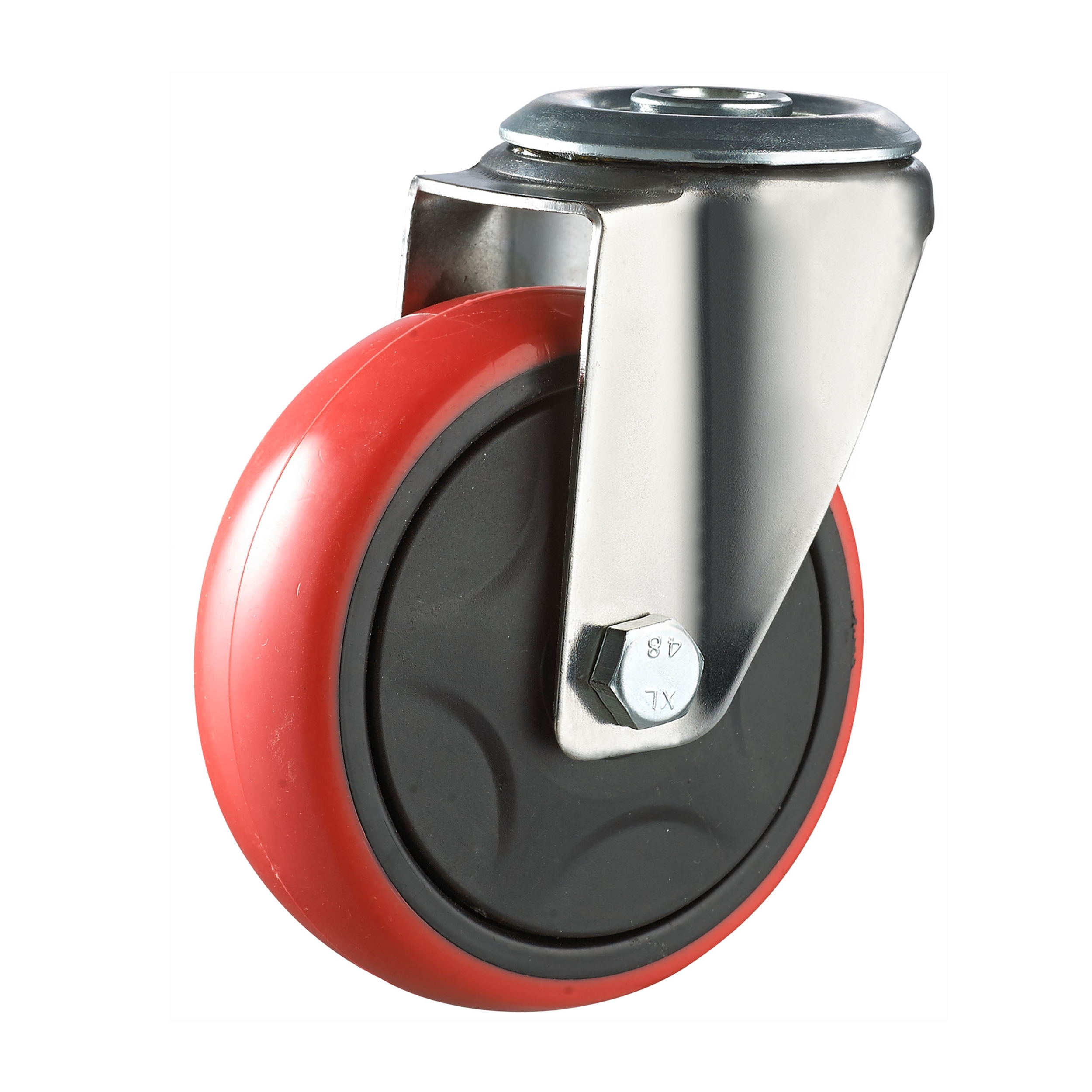 Industrial Bolt Hole Hollow Stem Stemless 100mm 4 Inch Moving Tool Cart Thermoplastic Rubber TPR Swivel Caster 1