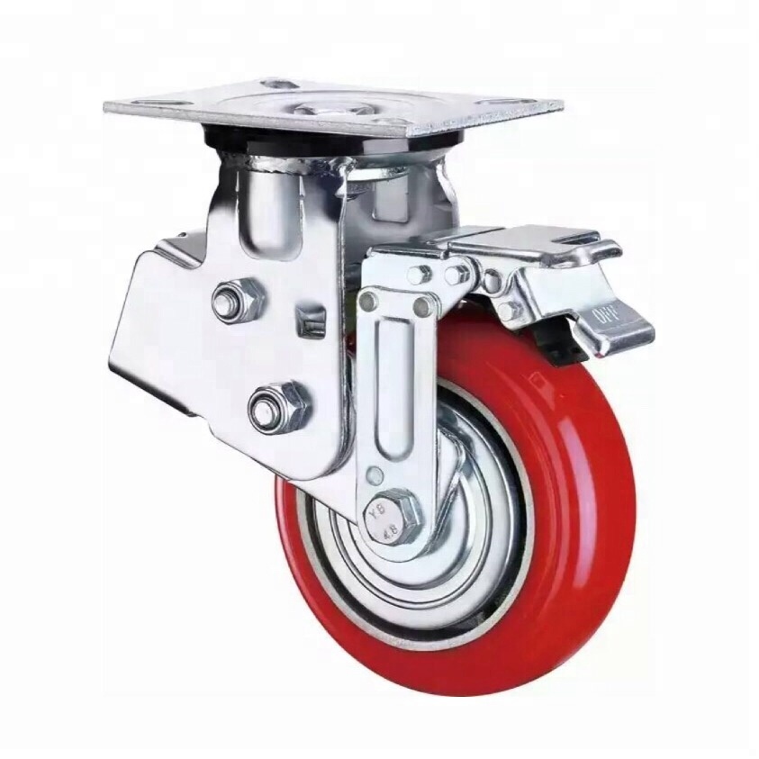 PU spring loaded casters with brake 1