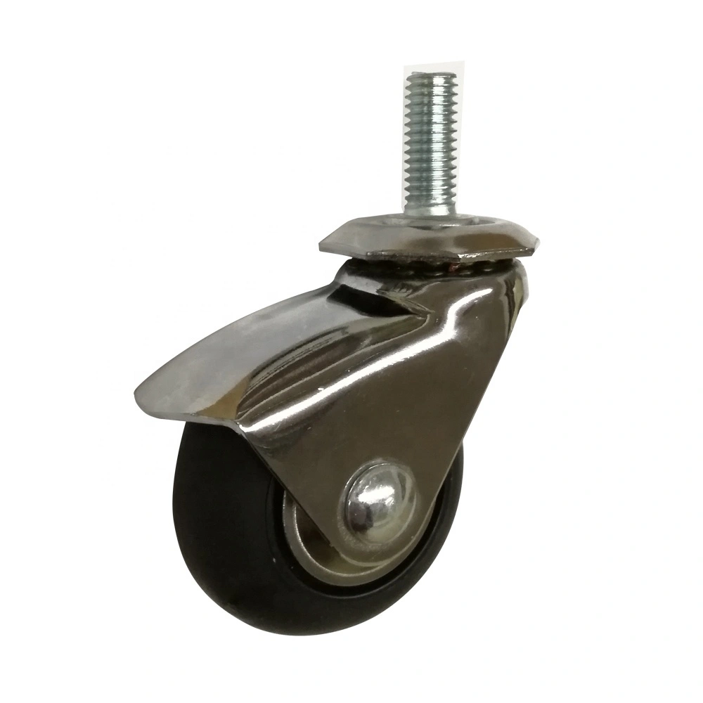 2 3 Inch Chrome Plated Furniture Rubber Wheel Threaded Stem Black Customise Metal Medical Stand Caster Wheel 1