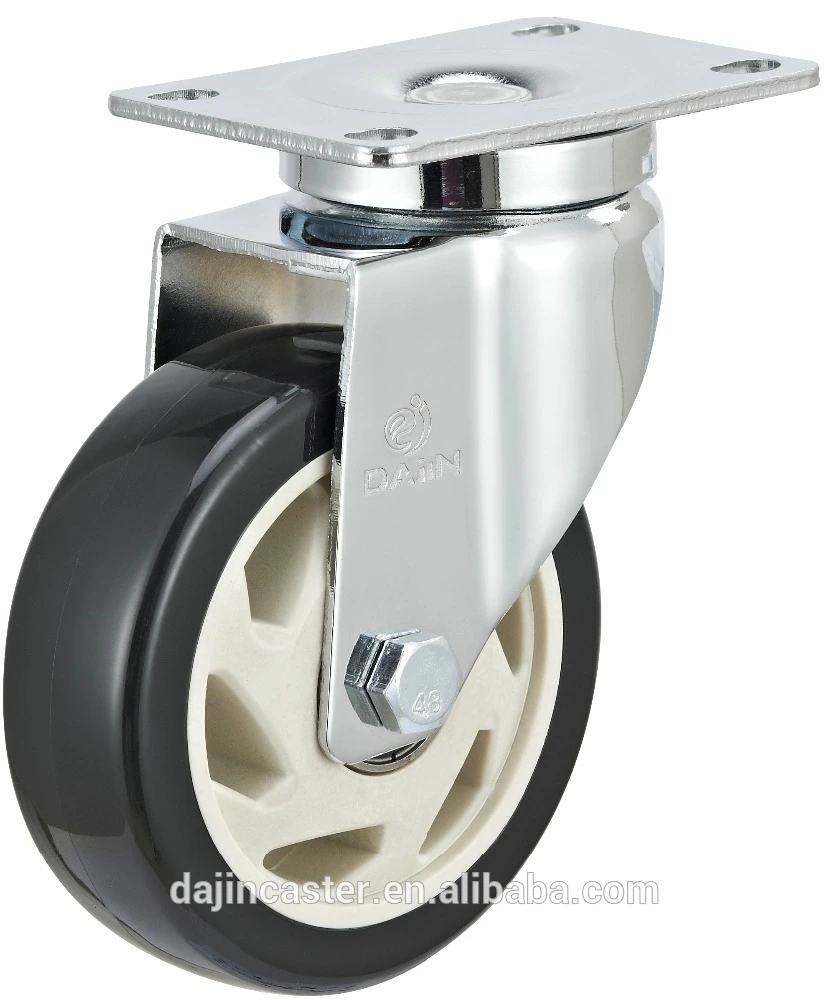 Top plate swivel PU castor wheels 4 inch ball bearing castor 1