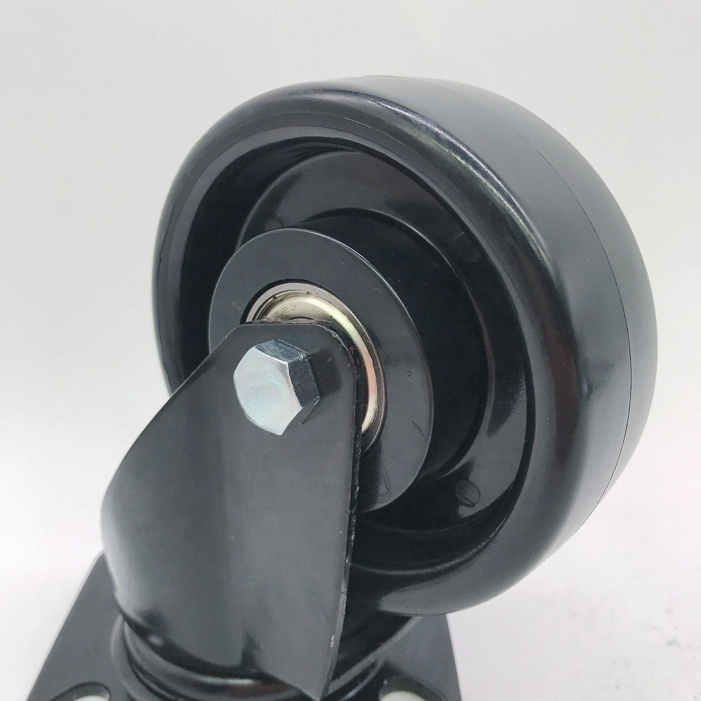China Manufacturer 100mm * 35mm 4 inch Double ball Bearing Black Nylon Revolving Caster Wheel 1